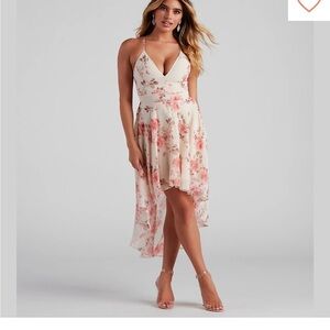 Windsor Blush and Ivory Floral High Low Dress